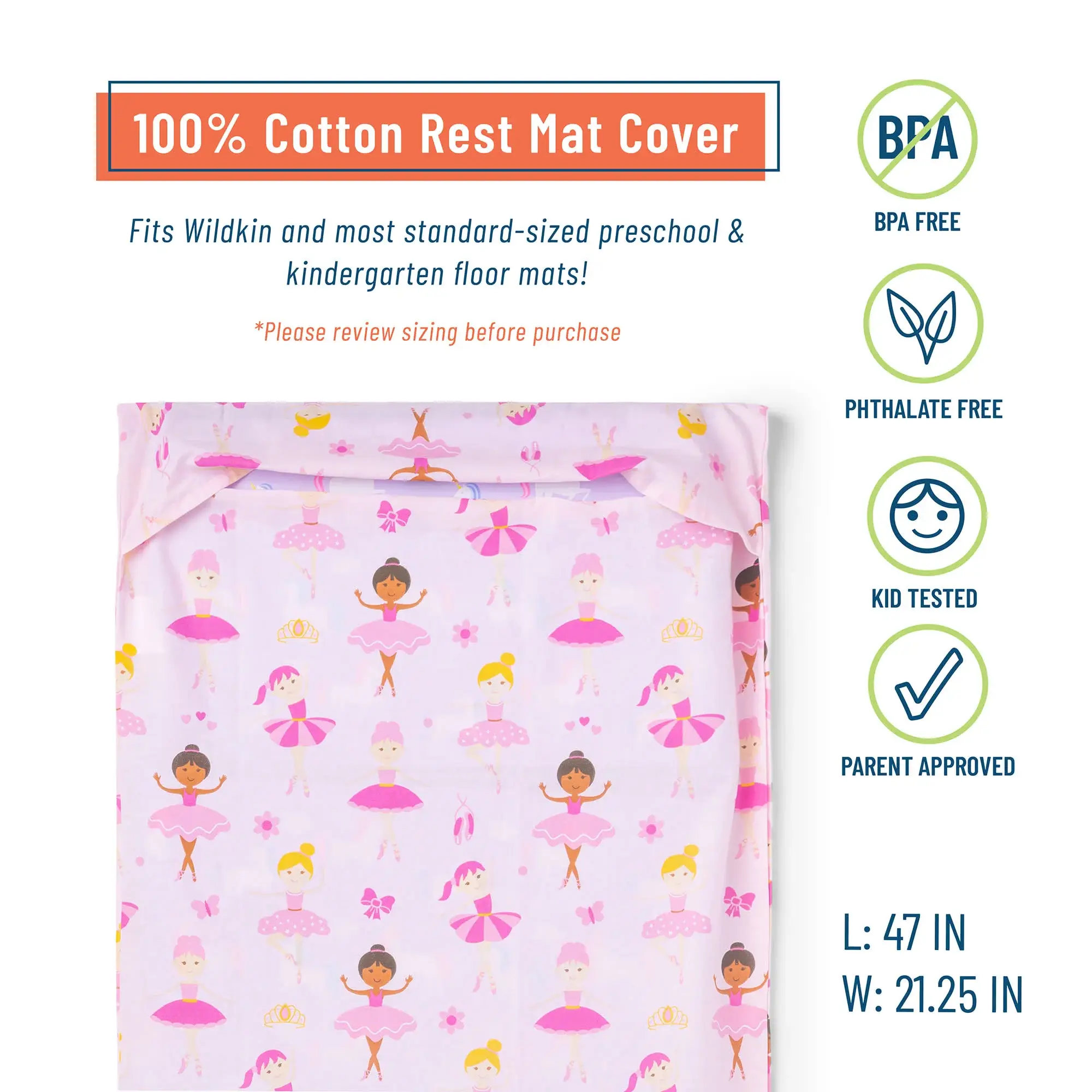 Wildkin - Wholesale Changing Mat/Pad Cover - Baby - Ballerina Vinyl Mat Cover - Small1