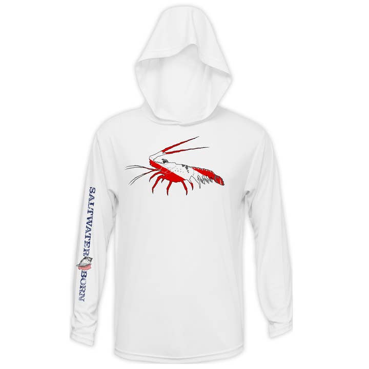 Chandail à capuchon Spiny Lobster à manches longues et coupe sèche UPF 50+ pour la vente par Saltwater Born