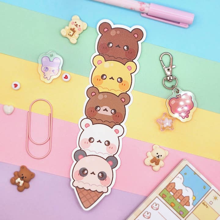 Beary Sweet Ice Cream Handmade Laminated Bookmark for wholesale by mirupiico