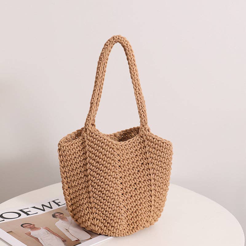 Dipped Shop - Wholesale Beach Bag - Solid Color Simple Woven Knit Handbag DPB17230