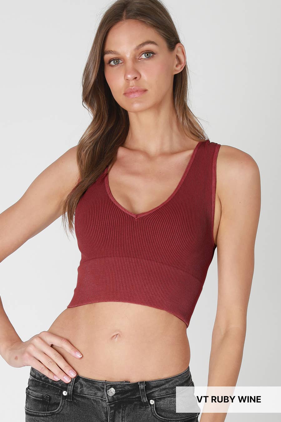 NIKIBIKI - Wholesale Knit Top - Women's - NS8192 - Vintage Plunge V-Neck Seamless Crop Top7