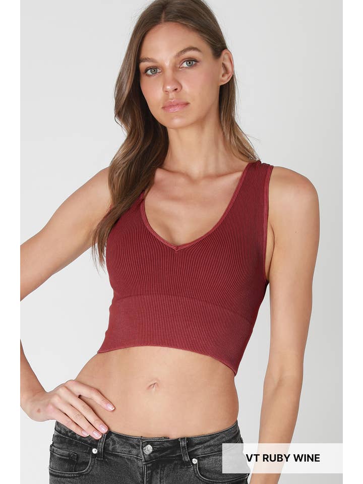 NIKIBIKI - Wholesale Knit Top - Women's - NS8192 - Vintage Plunge V-Neck Seamless Crop Top7