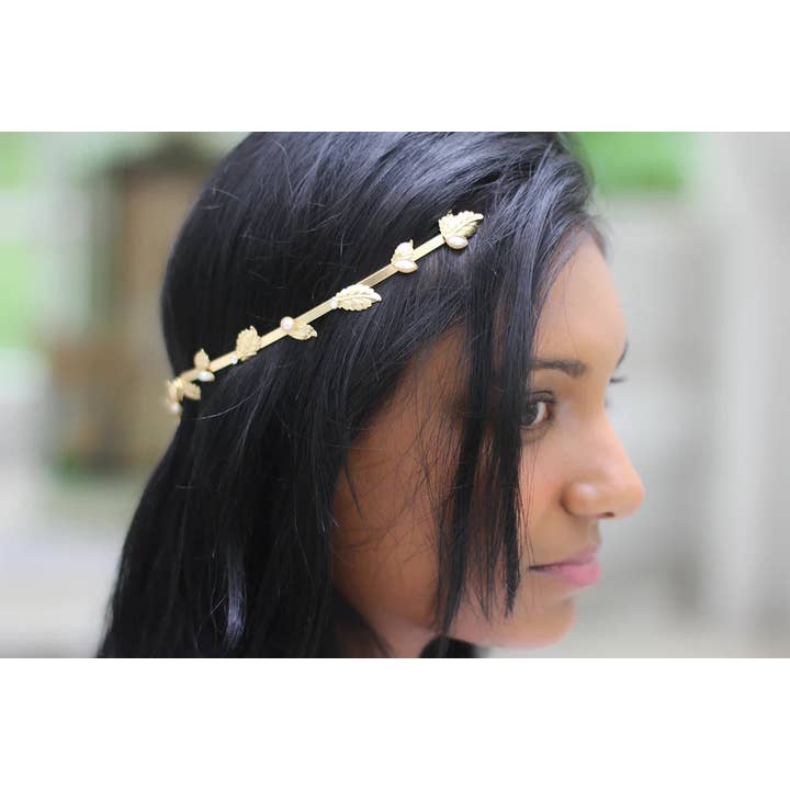 Full Bloom Field Crystals Pearls Goddess Crown for wholesale by Avigail Adam