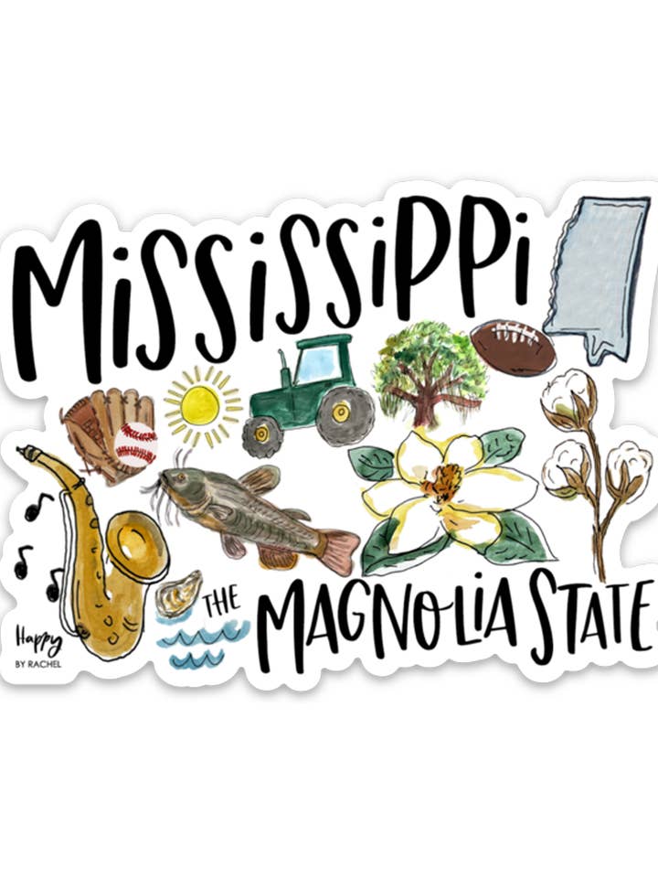 State of Mississippi Sticker for wholesale by Happy By Rachel, LLC