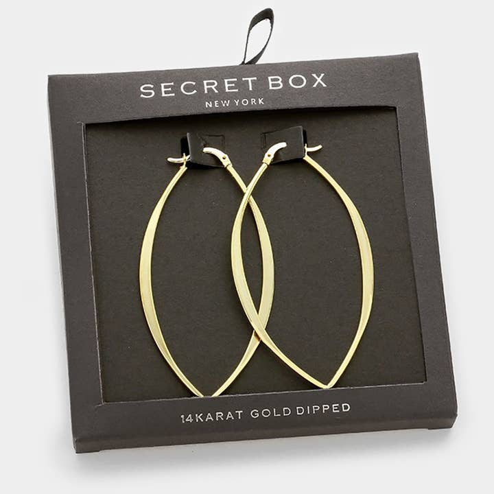 Sensibling Corp. - Wholesale Hoop Earrings - SECRET BOX_14K Gold Dipped Metal Hoop Pin Catch Earrings
1