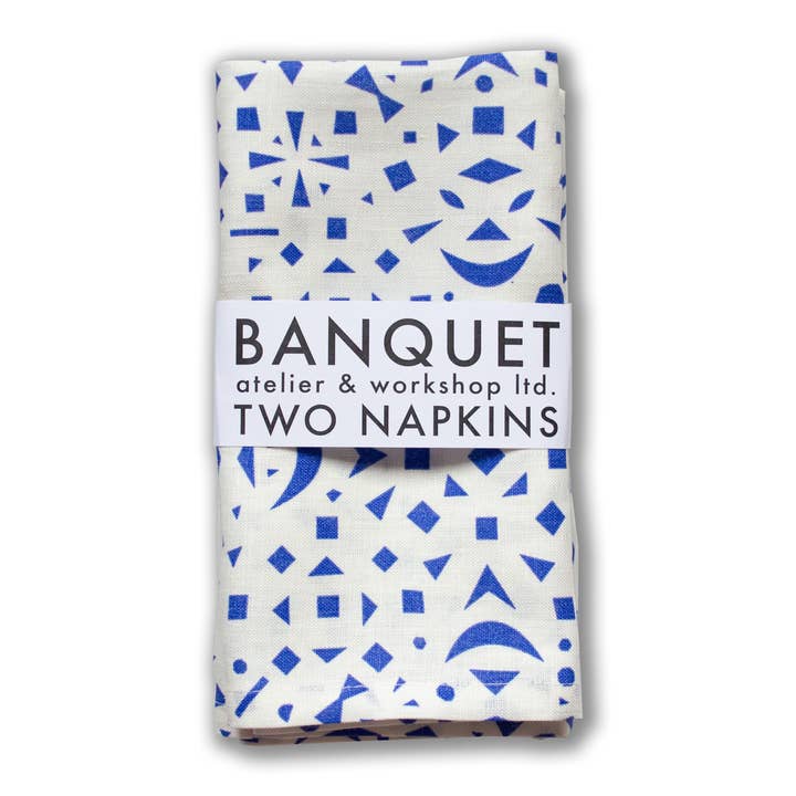 A Pair of Snowflakes All-Linen Napkins in Cobalt Blue for wholesale by Banquet Workshop