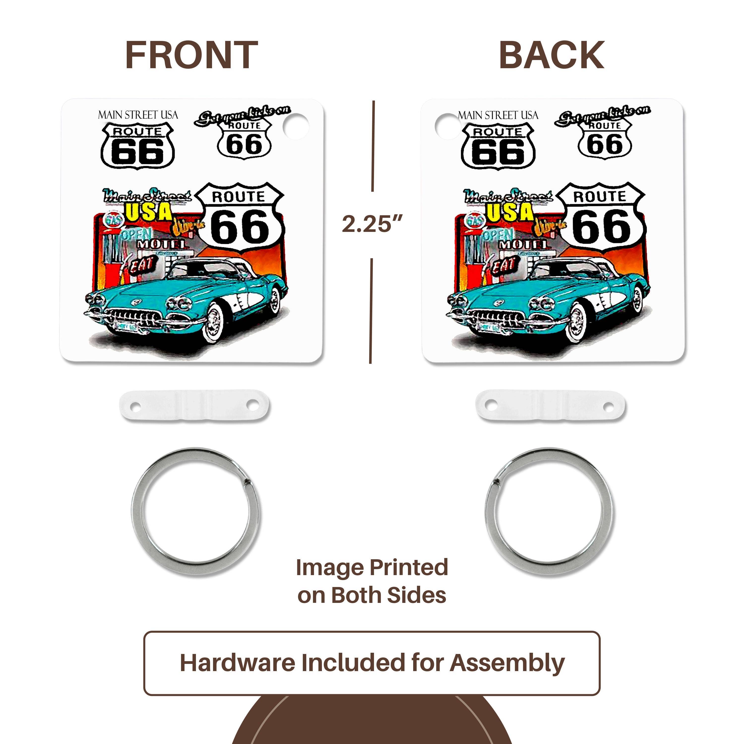 3dRose - Wholesale Keychain - Unisex - 3dRose, Route 66, Key Chain4