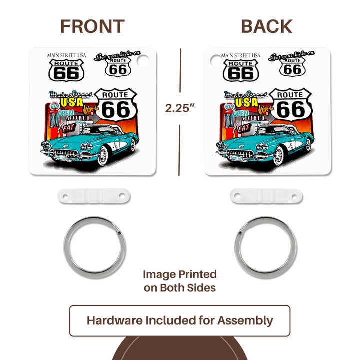 3dRose - Wholesale Keychain - Unisex - 3dRose, Route 66, Key Chain4