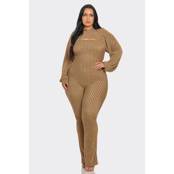 DORCAS - Wholesale Jumpsuit - Women's - Plus Size 2 Piece Strapless Jumpsuit Hoodie5