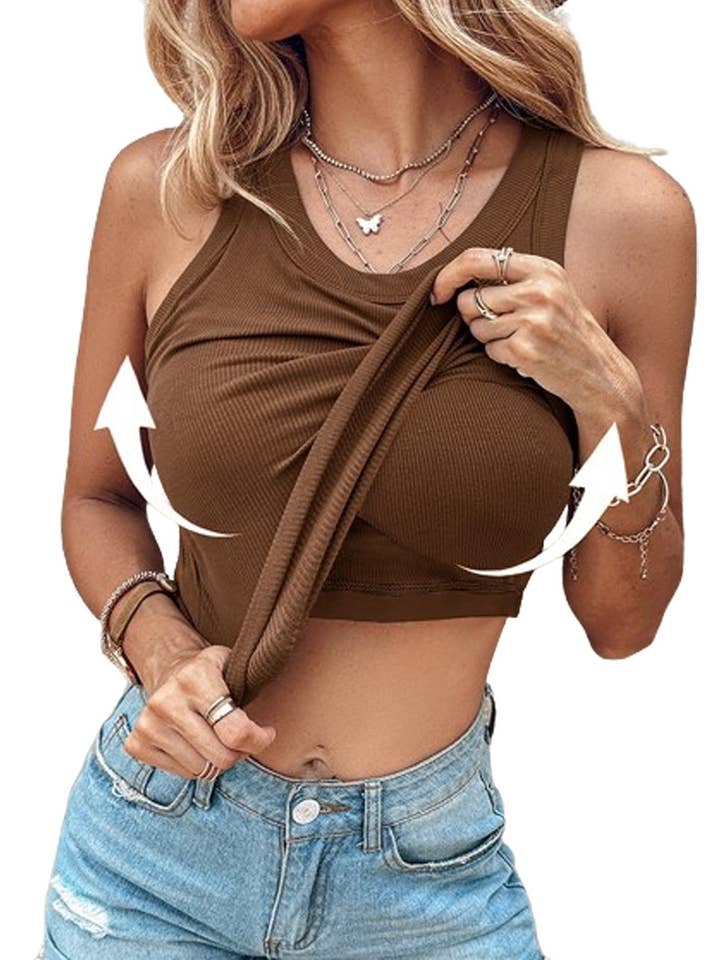Lily Clothing - Wholesale Tank Top - Women's - SOLID COLOR TANK TOP WITH BRA CREWNECK13