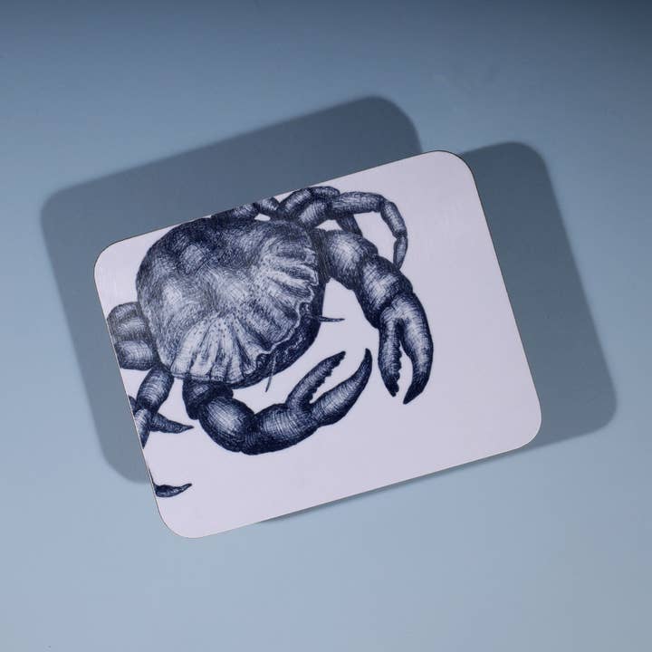 Cream Cornwall - Wholesale Coasters - Blue And White Crab Design Coaster