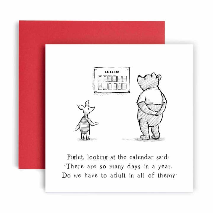 Pooh Piglet Adulting Card for wholesale by Huxters