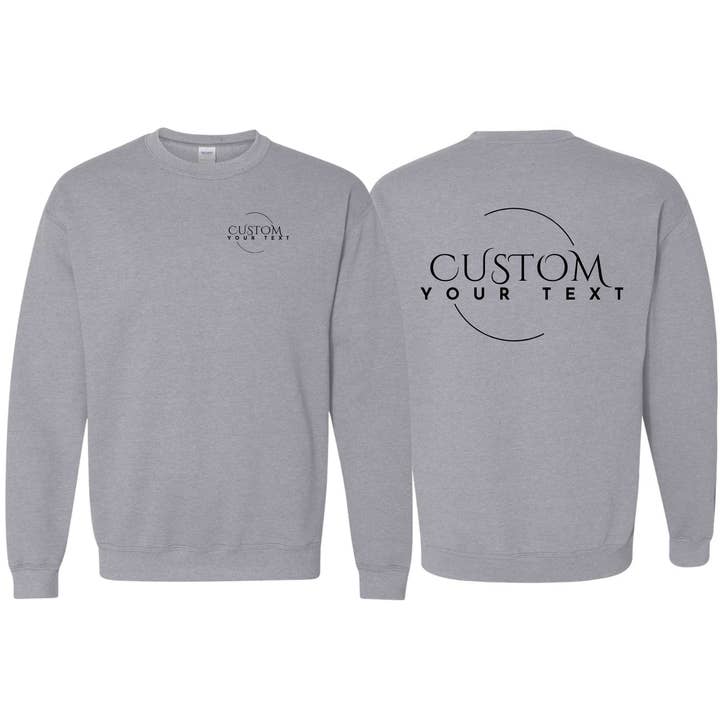 Front left chest and back Custom Text Crewneck Sweats-Gildan for wholesale by Vs design shop boutique