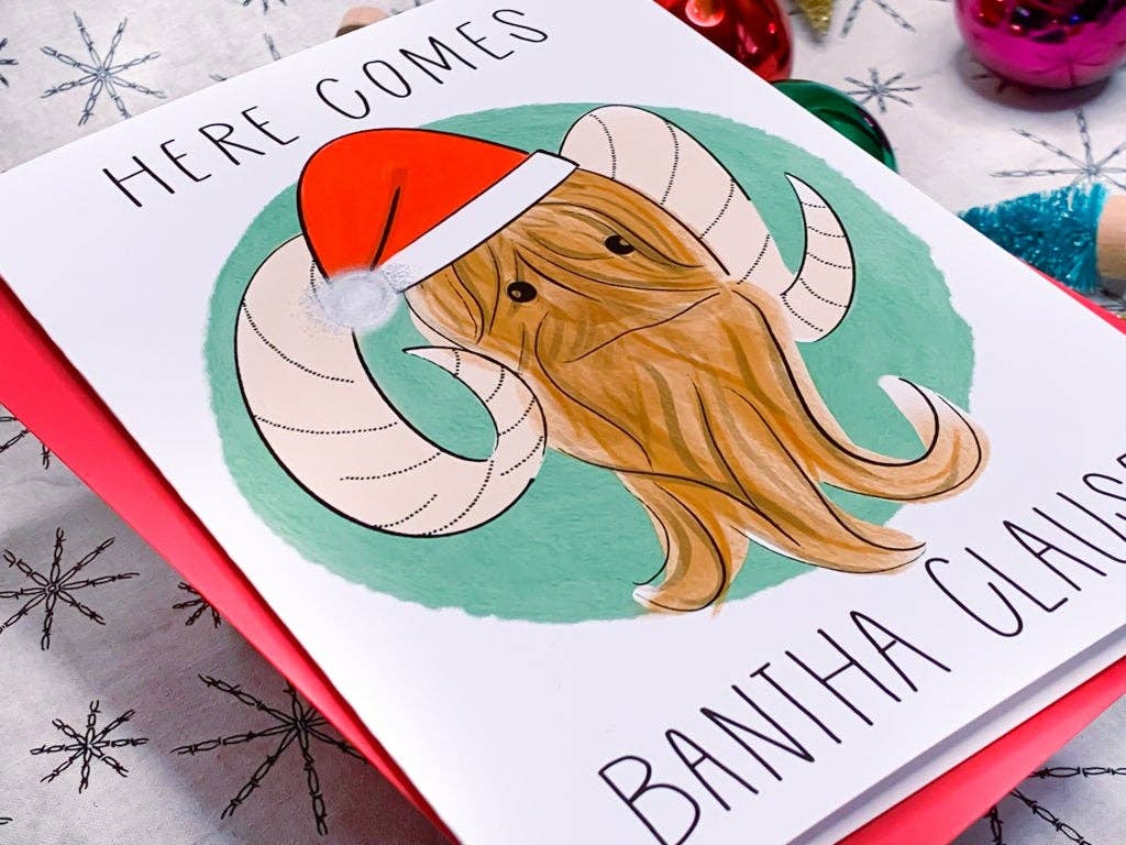 Stone Donut Design, LLC - Wholesale Christmas Card - Here Comes Bantha Clause Mandalorian-Inspired Card4