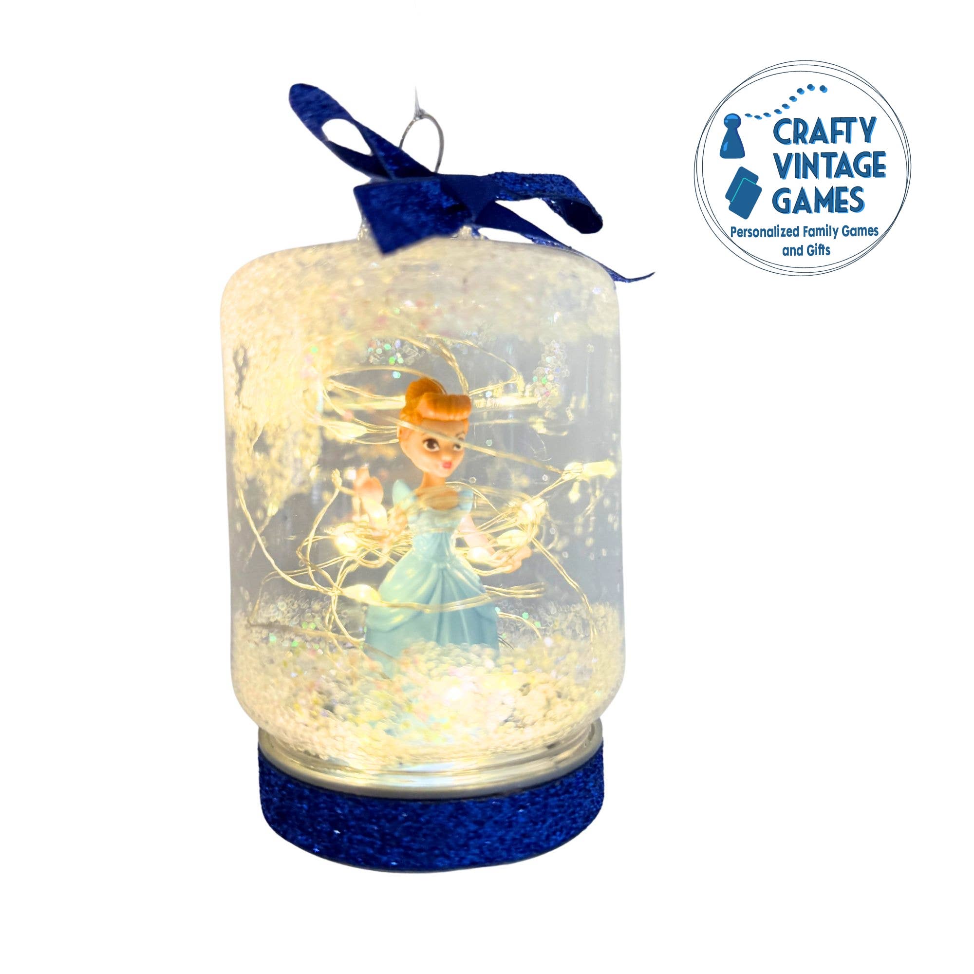 Crafty Vintage Games - Wholesale Ornament - Doll Winter Scene Snow Globe Ornament with Light3