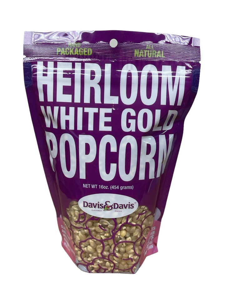 White Gold Popcorn - 1# for wholesale by Davis & Davis Gourmet Foods
