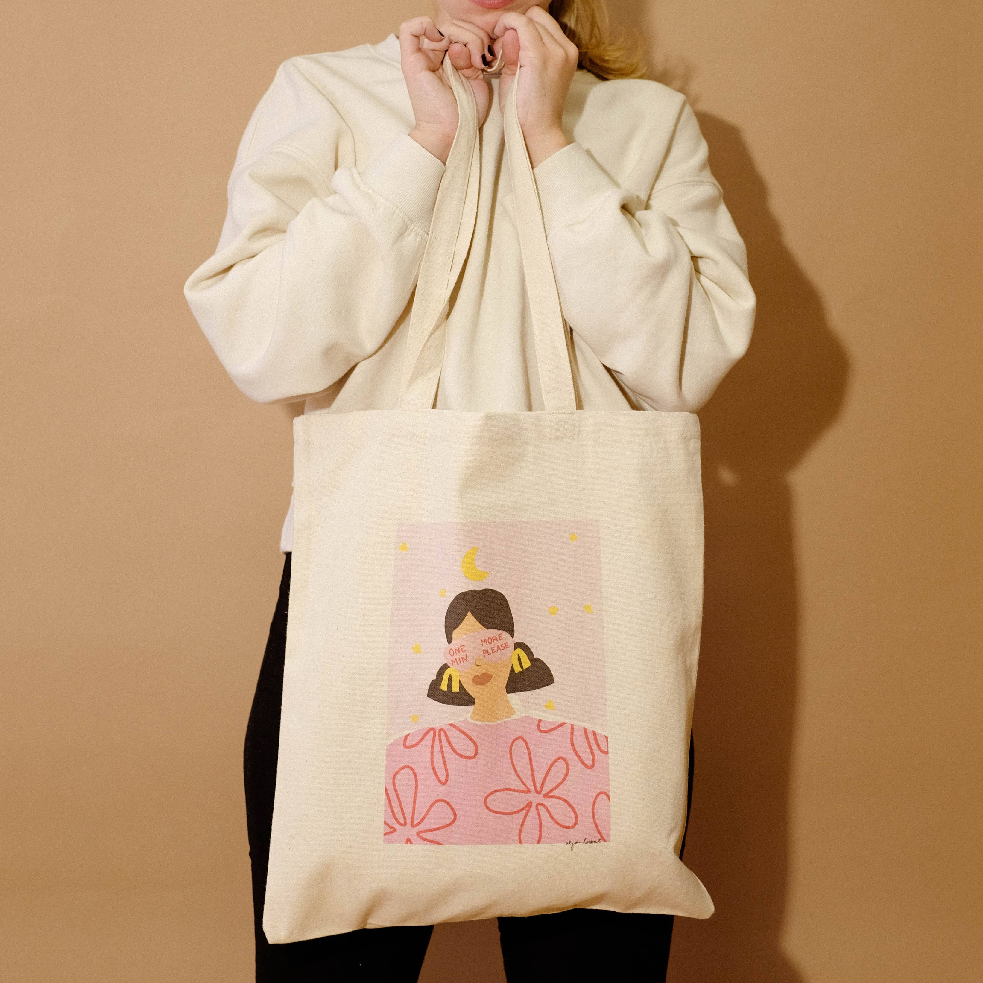 Alja Horvat d.o.o. - Wholesale Tote Bag - Women's - One More Min Please Tote Bag 100% Organic Cotton Tote Bag1