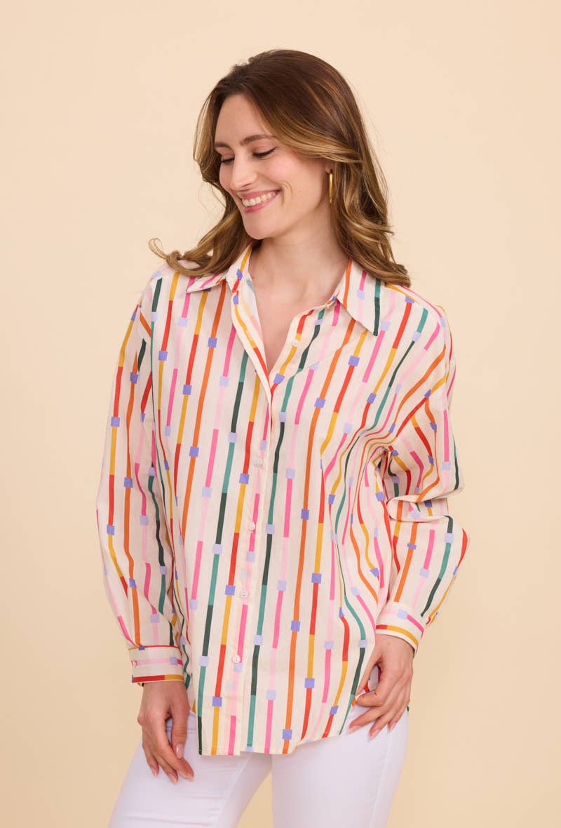 Beige Printed cotton shirt for wholesale on Faire4