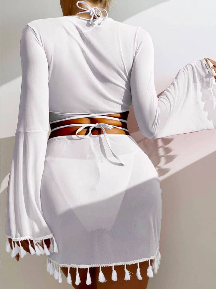 Crave by FW - Wholesale Two Piece Swimsuit - Women's - 4 Piece Triangle Bikini Sets with Cover Up Top and Skirt5