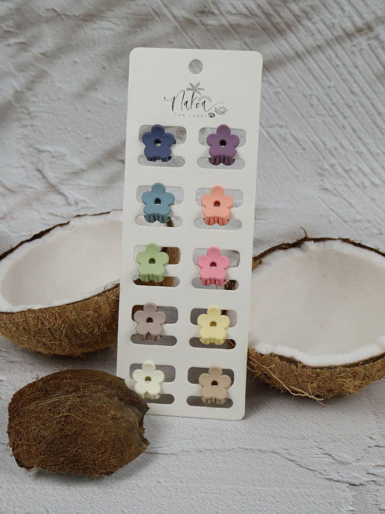 Nakoa The Label – wholesale Hårklämma - Barn – Claw Clip - Set om 10 - Pastell - Mini Daisy Flower0