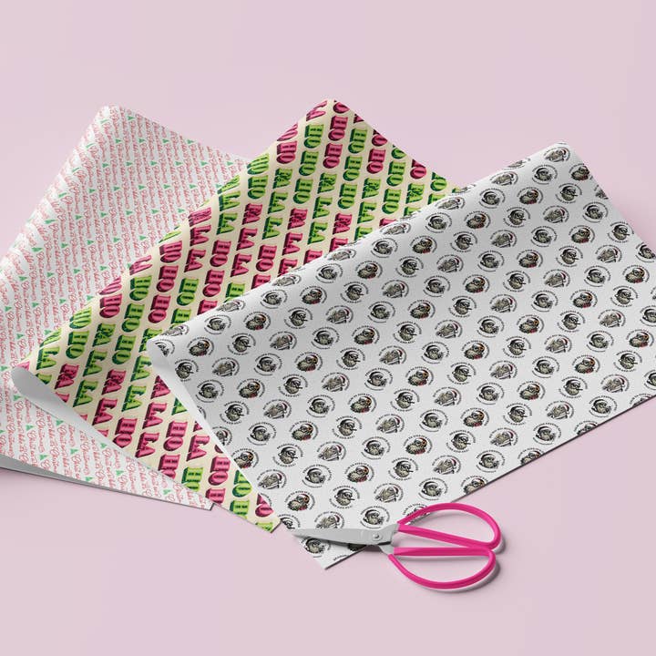 Sweary Card Lady - Wholesale Flat Wrap - Funny Sunglass Santa Christmas Gift Wrap (Folded Sheet)4