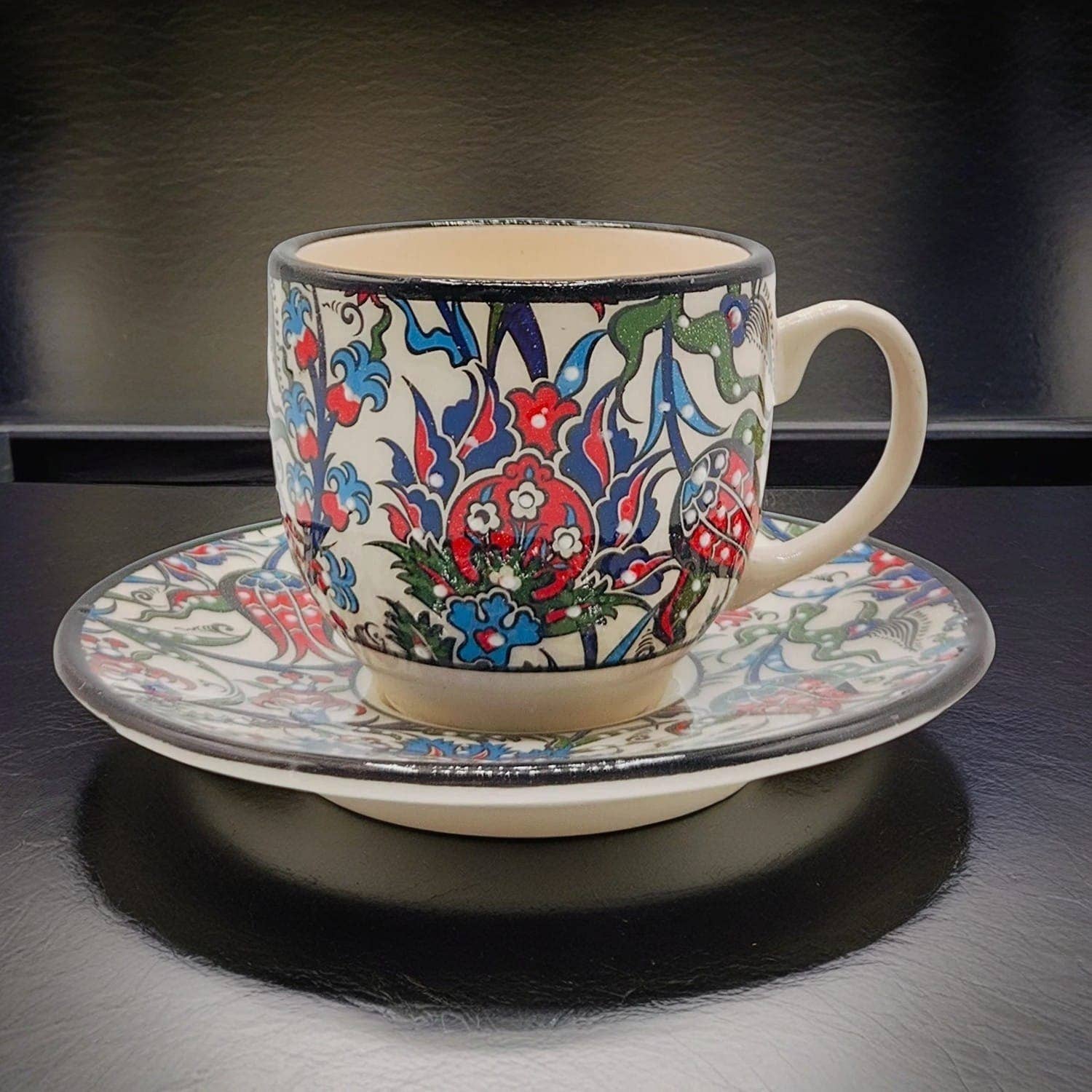 Etnico del Mondo - Vente Tasse à café/thé - Ensemble de 6 Tasses à Café/Cappuccino en Céramique Turque Décorée #70