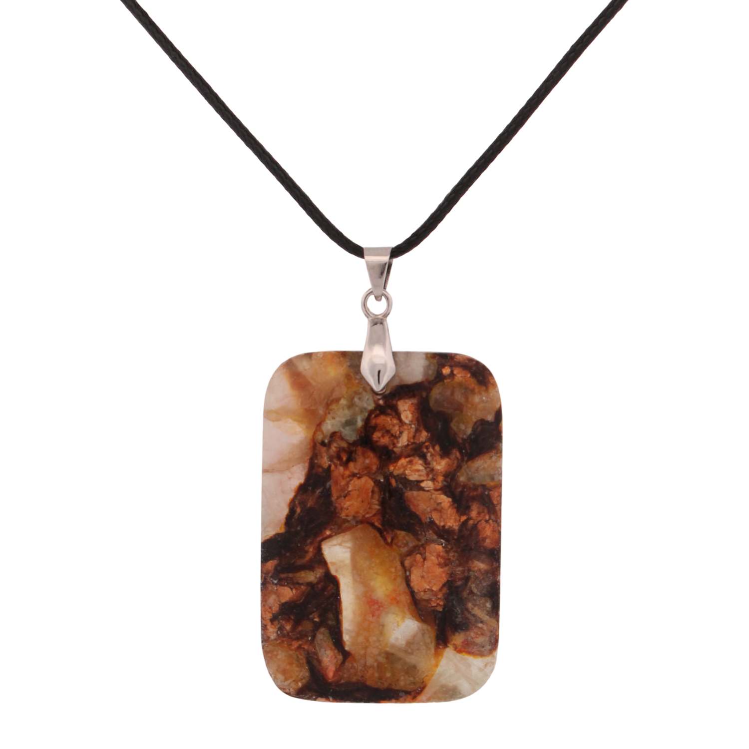 BESHEEK JEWELRY - Vente Colliers à pendentif - Pendentif rectangulaire en jaspe et bronzite à sédiments marins légers0