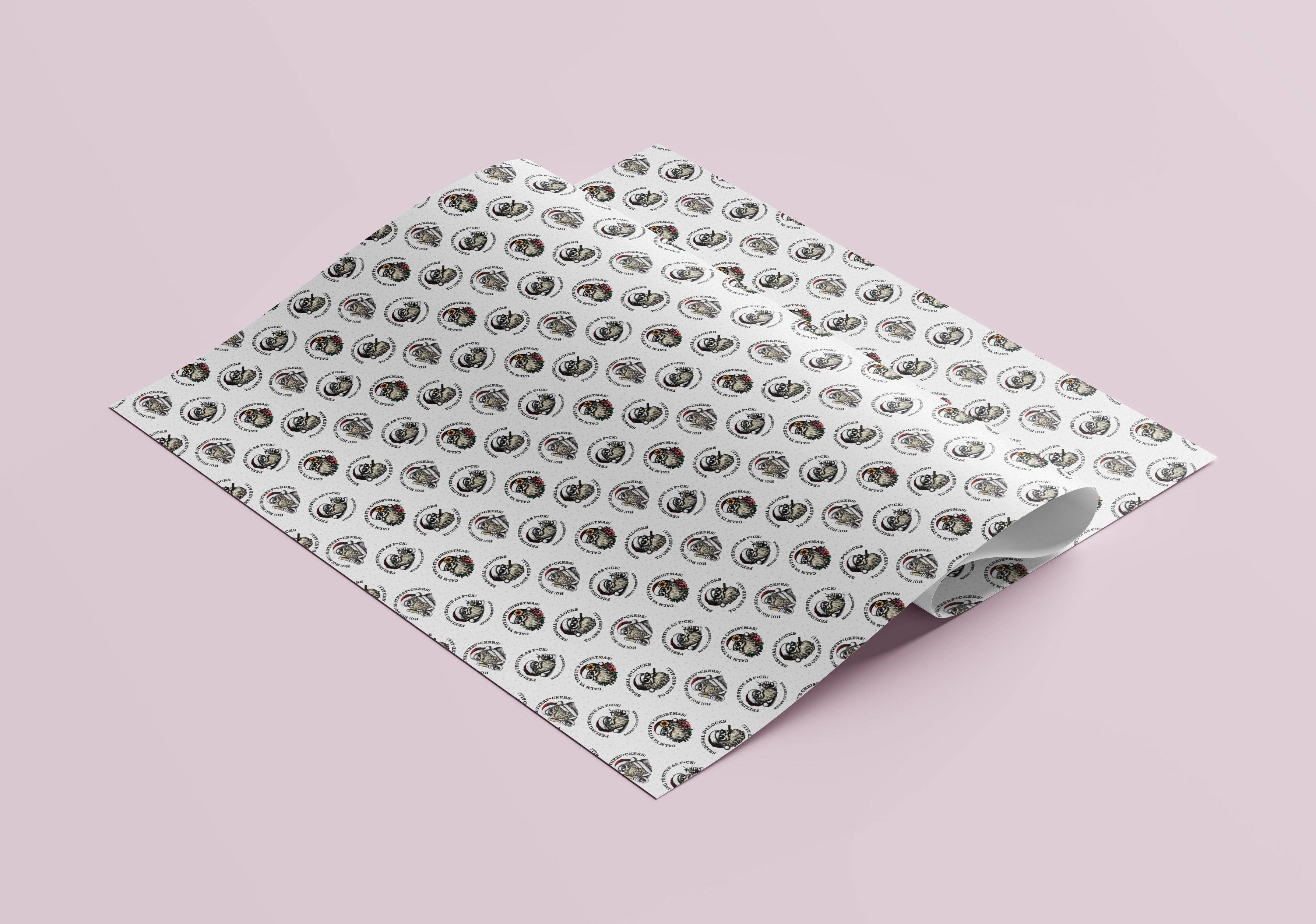 Sweary Card Lady - Wholesale Flat Wrap - Funny Sunglass Santa Christmas Gift Wrap (Folded Sheet)3