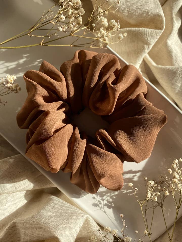 XL Light Brown Chiffon Scrunchie for wholesale by ByAmerjit