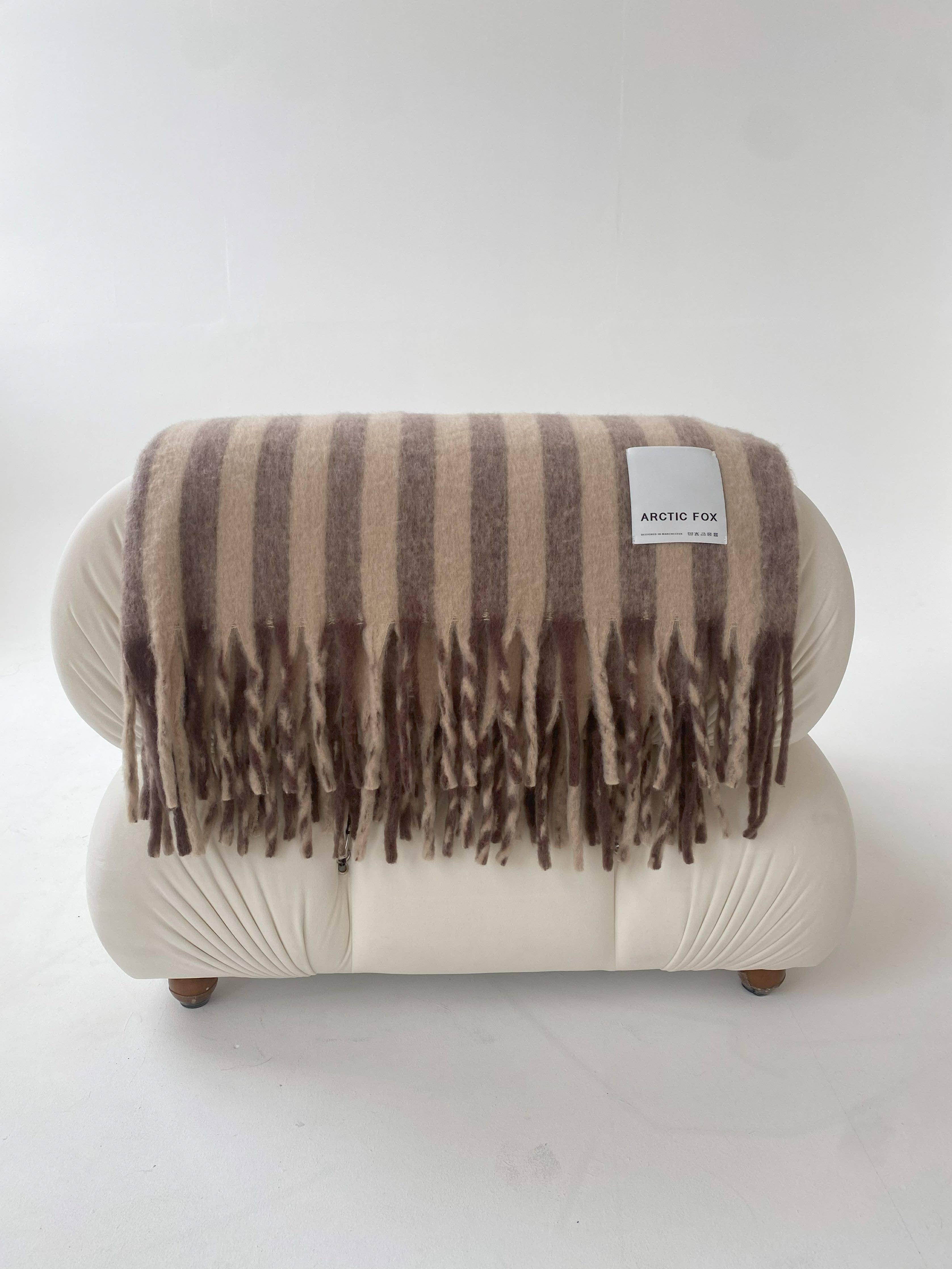 ARCTIC FOX & CO. – wholesale Throw blanket – The Wool Stripe Throw - Burnt Umber Stripe - AW256
