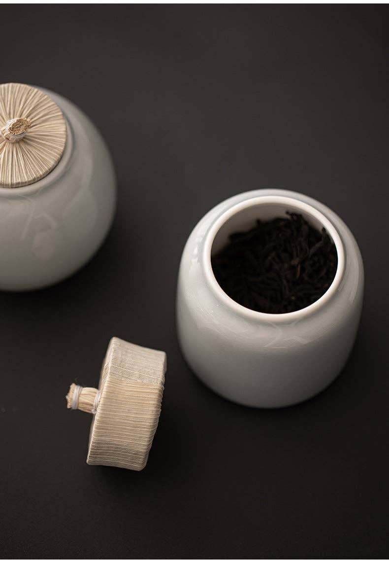 Gohobi （We cover U.S. import duties） - Wholesale Jar - Gohobi Ceramic Tea Storage Jars Ice Grey (Straw Lid)6