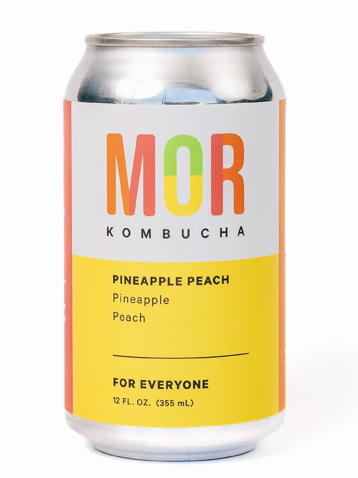Pineapple Peach 12 Pack Cans for wholesale by MOR Kombucha