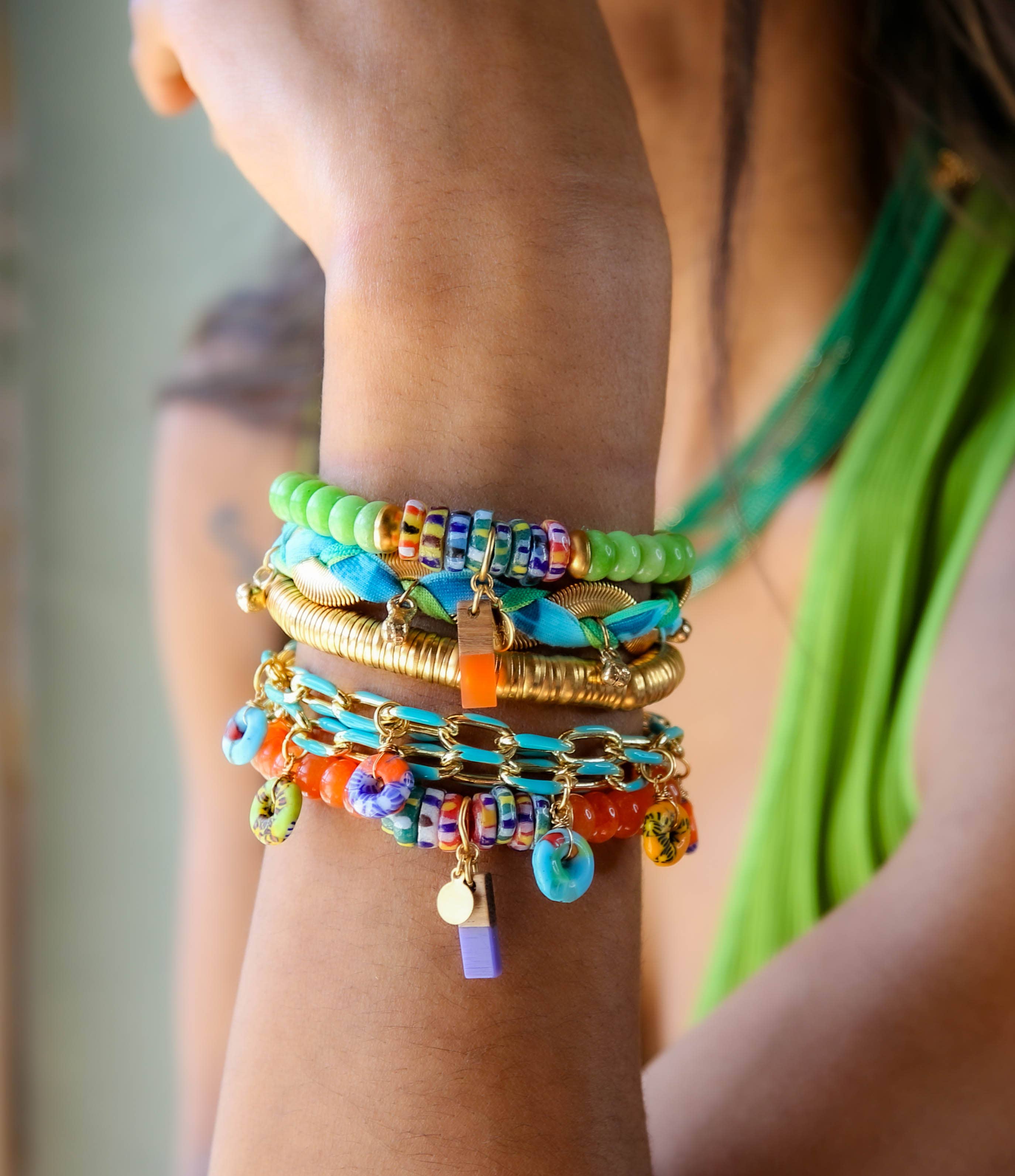 Catherine Page Jewelry - Wholesale Beaded Bracelet - Skittles Elastic Bracelet in Ocean Blue1