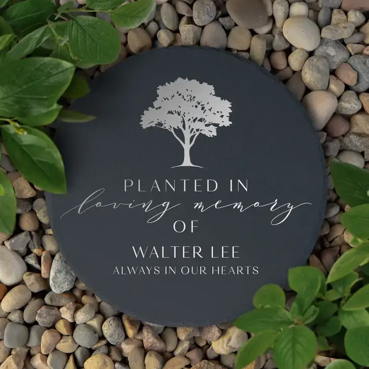 Weddingstar Inc. - Vente Pierre de gué/dalle - Pierre de jardin en ardoise noire ronde - Plantée en mémoire0