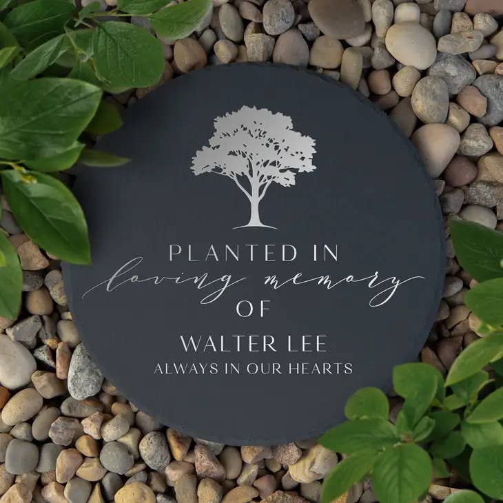Weddingstar Inc. - Wholesale Stepping Stone - Round Black Slate Garden Stone - Planted in Memory