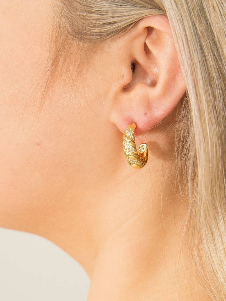 Small Crew Hoops, Gold for wholesale by GRACE+EMMA by Southern Grace