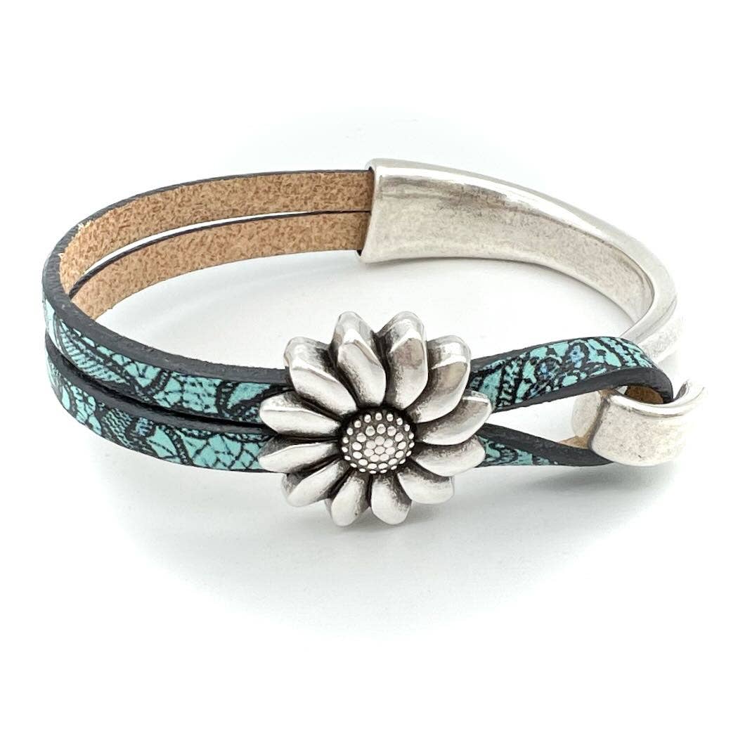 Montana Leather Designs - Wholesale Cuff Bracelet - (HC) Sunflower Half Cuff2