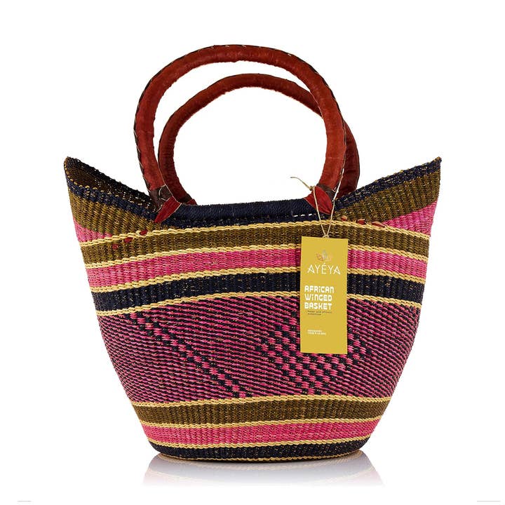 Handwoven Winged Grass Basket 17" x 9" x 14" for wholesale by Ayéya