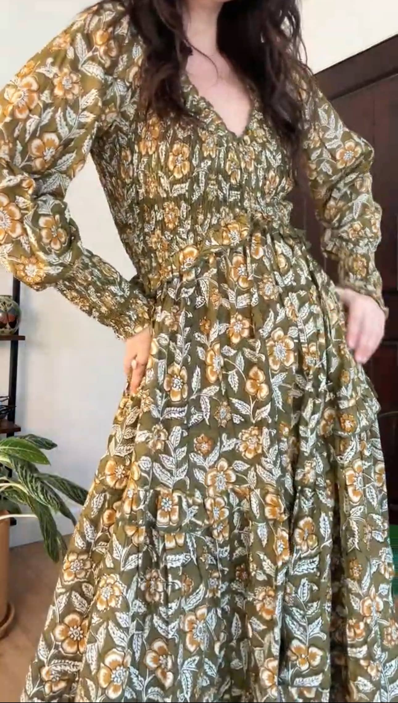 Gardenbelle Shop - Vente Robe – femme - Robe longue imprimée en blocs de coton biologique, robe florale EMILIA4