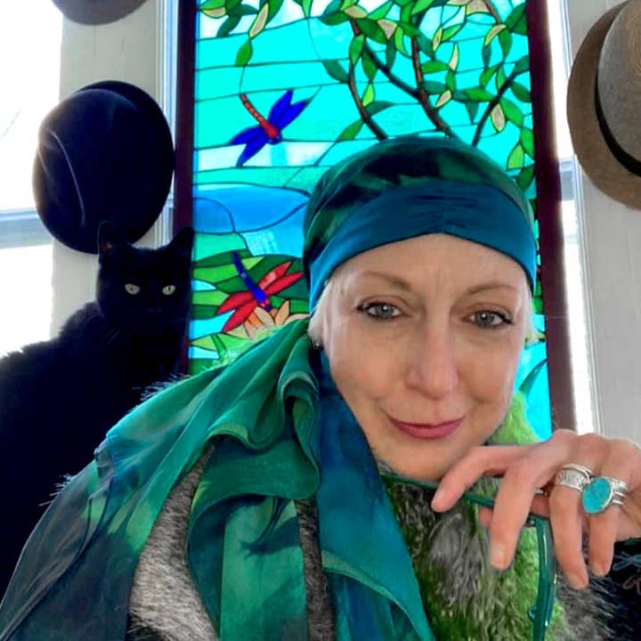 LuxCare Clothing - Wholesale Head Scarf - Women's - Fine Art Headscarf ~Peacock9