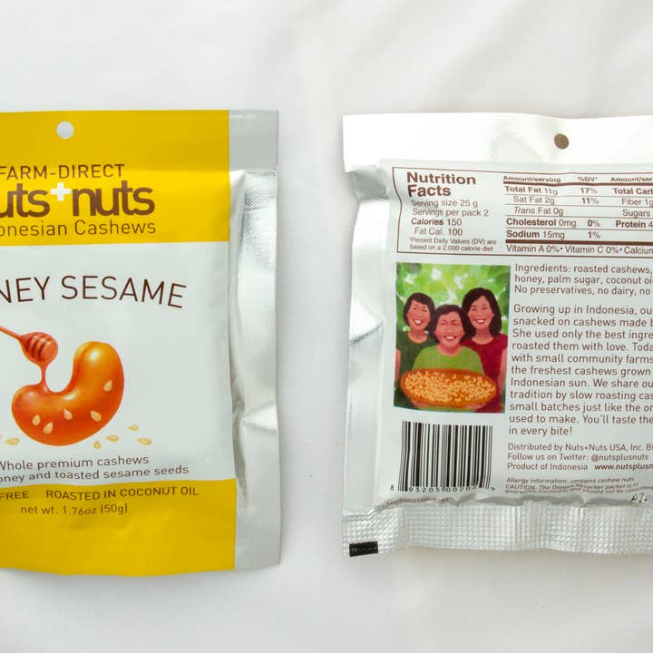 Nuts+Nuts - Wholesale Nuts - Honey Sesame Cashews Snack Pack 1.76oz