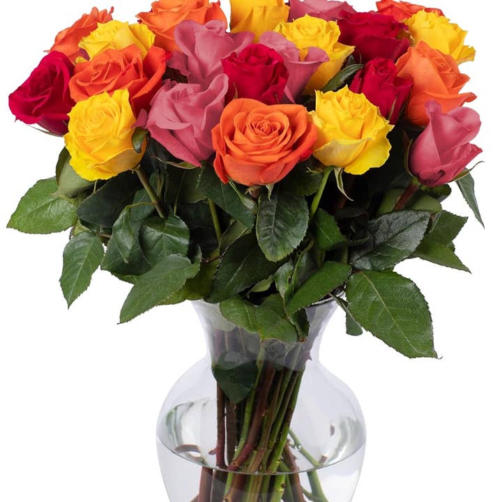 UniqueMartandHome - Wholesale Artificial flowers - 24 Stems Premium White Roses (Glass Vase Included) - Fresh Flowers for any occasions0