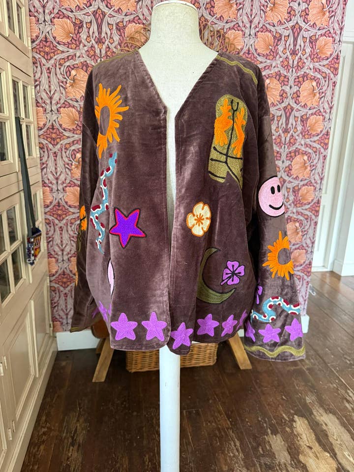 ToutVintage - Wholesale Jacket - Women's - Velvet embroidery Ella jacket brown7