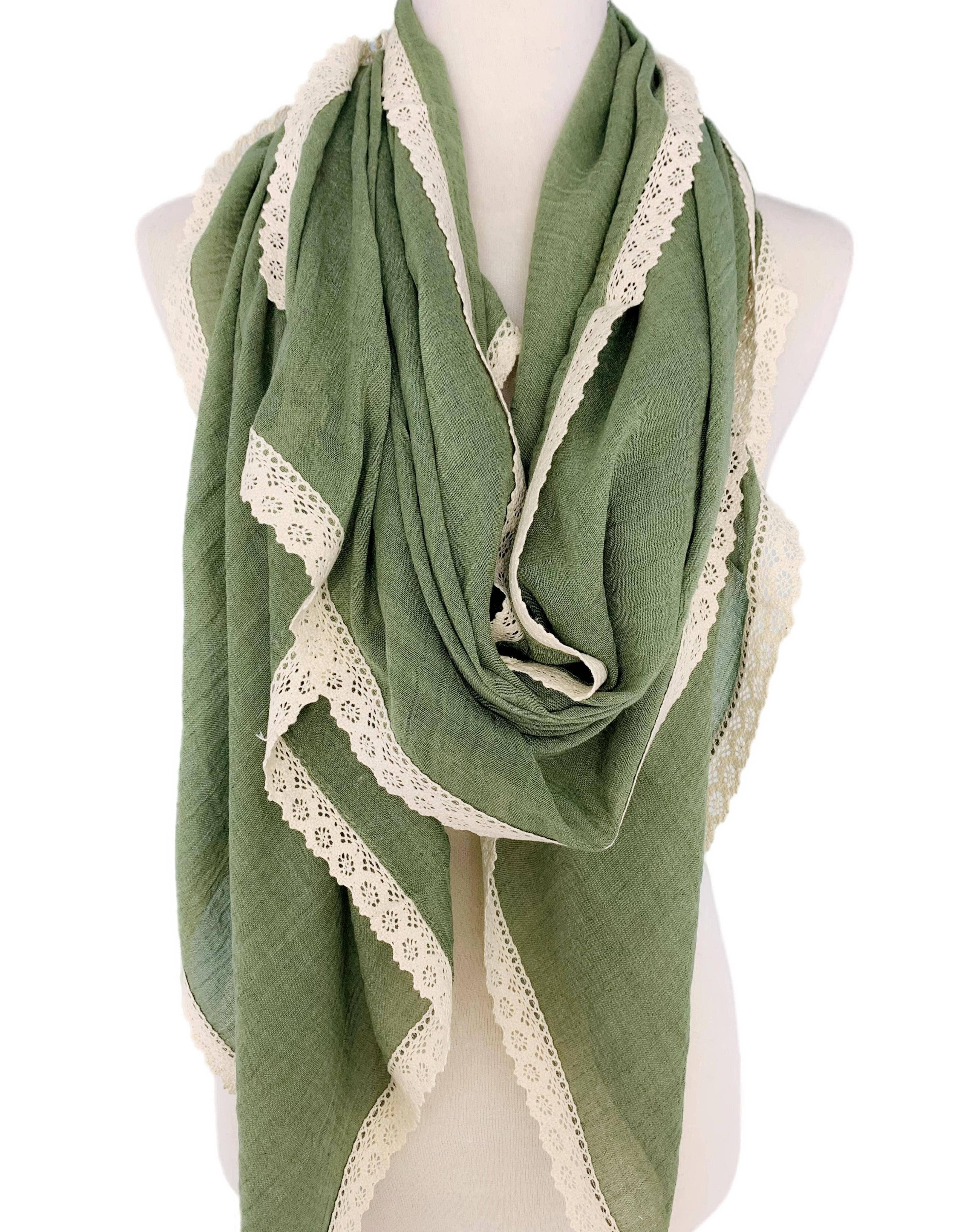 JC Sunny Fashion – wholesale Scarf – Women's – JC021021 12 Colors-Oversized Lace-Trim Solid Scarf2