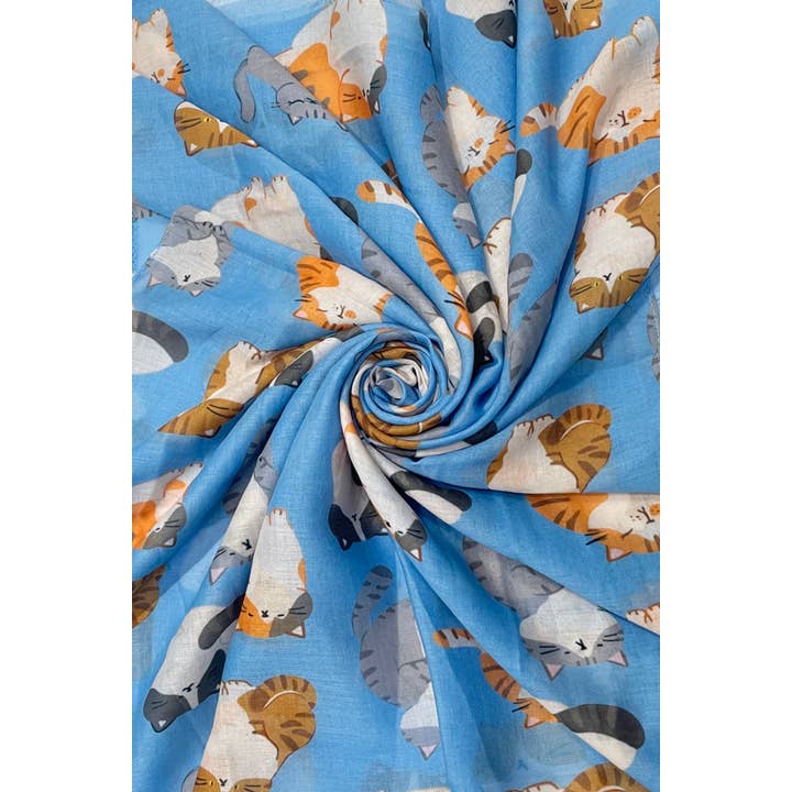 Fashion Scarf World - Venta al por mayor Bufanda - Mujer - Bufanda deshilachada con estampado de gatitos y gatos