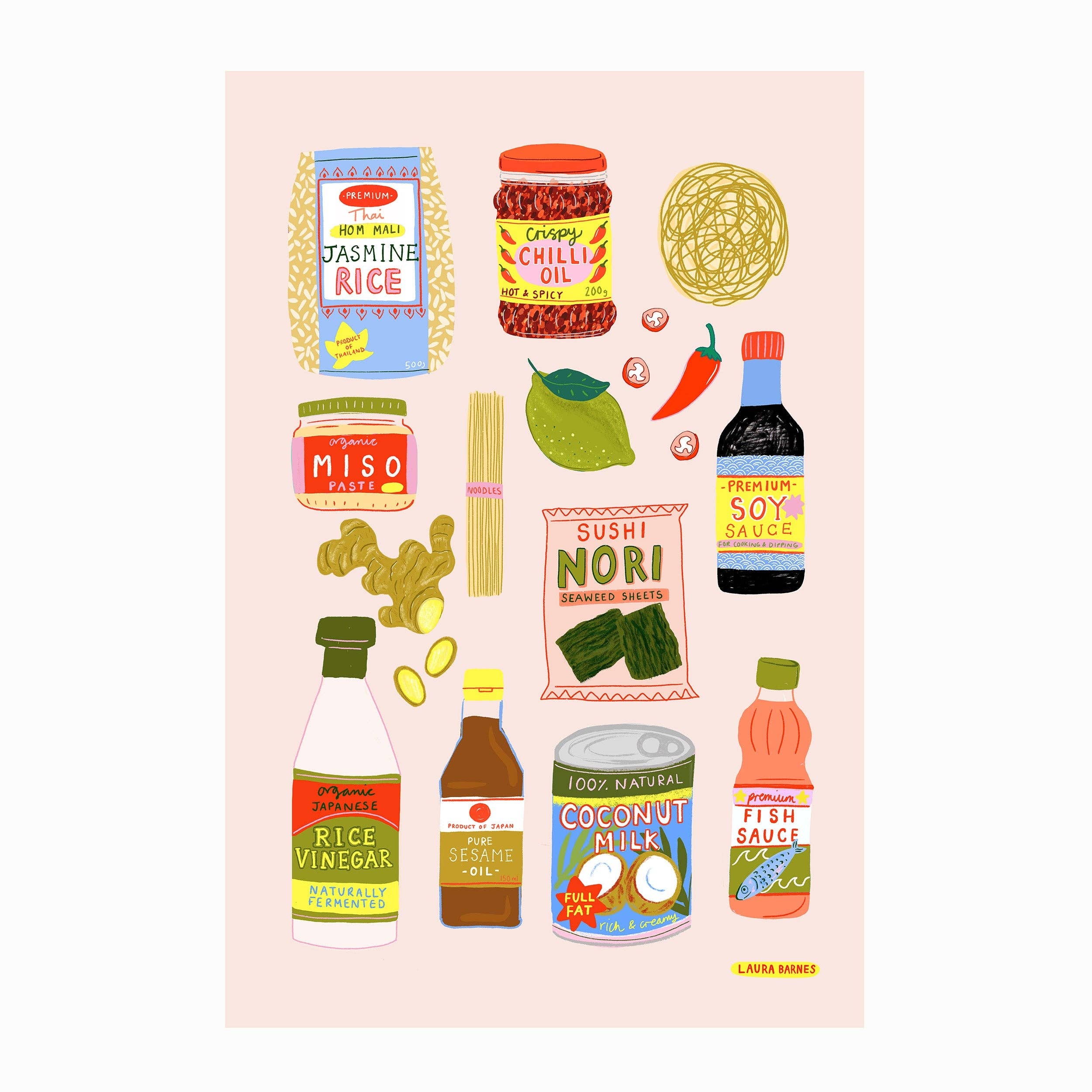 Laura Barnes Wholesale Ltd – wholesale Art print – Asian ingredients Art Print1