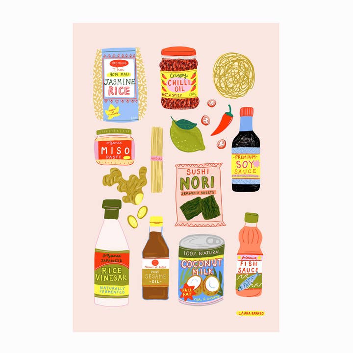 Laura Barnes Wholesale Ltd – wholesale Art print – Asian ingredients Art Print1