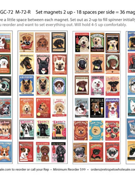 72 meistverkaufte Retro-Haustiermagnet-Designs x 2 pro Stück für den Großhandel von Retro Pets