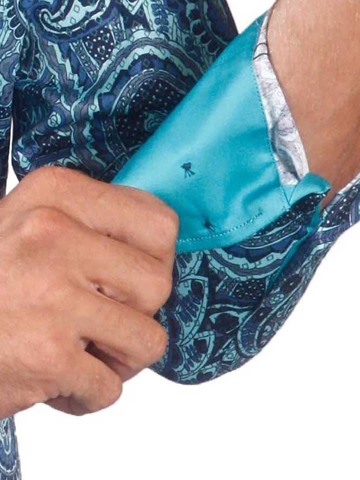 Green Printed paisley button down El chapo Shirt 4501 for wholesale on Faire