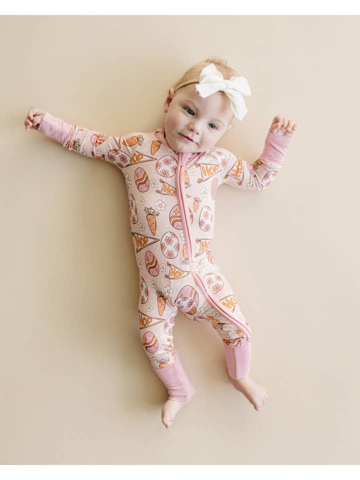 Lucky Panda Kids - Wholesale Top & Pant Set - Baby - Bamboo Baby Zip Romper | Easter Hop3